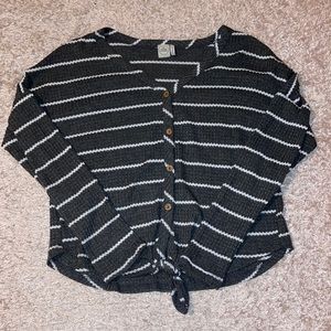 Gray and White Striped Top